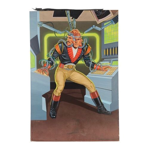Lot #76: Hand-Painted Larry Salk Empire Pictures Three-Faced-Man Promotional Concept Artwork ### DECAPITRON (UNPRODUCED - FULL MOON)