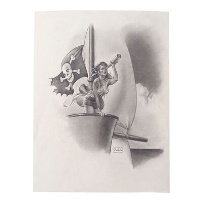 Lot #106: Hand-Drawn Pirate Woman Concept Sketch ### FULL MOON PRODUCTIONS
