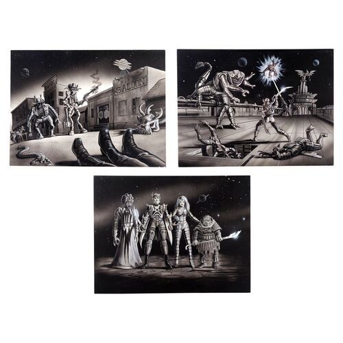 Lot #108: Set of Three Hand-Illustrated Concept Artworks ### OBLIVION: COWBOYS VS. ALIENS (1994 - FULL MOON)