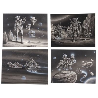 Lot #109: Set of Four Hand-Illustrated Concept Artworks ### OBLIVION: COWBOYS VS. ALIENS (1994 - FULL MOON)
