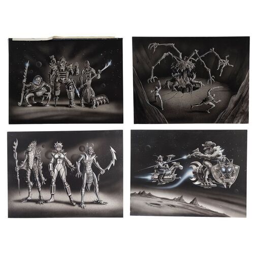 Lot #110: Set of Four Hand-Illustrated Concept Artworks ### OBLIVION: COWBOYS VS. ALIENS (1994 - FULL MOON)