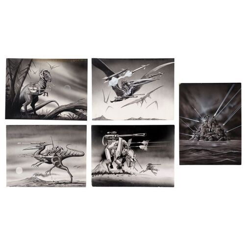 Lot #113: Set of Four Hand-Drawn and One Printed Space Dinosaur Concept Artworks ### SPACE PIRATES (UNPRODUCED - FULL MOON)