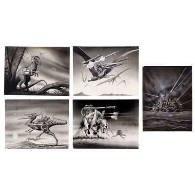 Lot #113: Set of Four Hand-Drawn and One Printed Space Dinosaur Concept Artworks ### SPACE PIRATES (UNPRODUCED - FULL MOON)