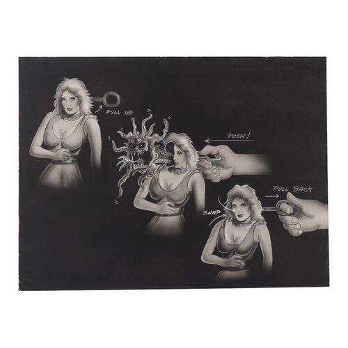 Lot #117: Printed Demonic Woman Drawstring Toy Concept Artwork ### OBLIVION: COWBOYS VS. ALIENS (1994 - FULL MOON)