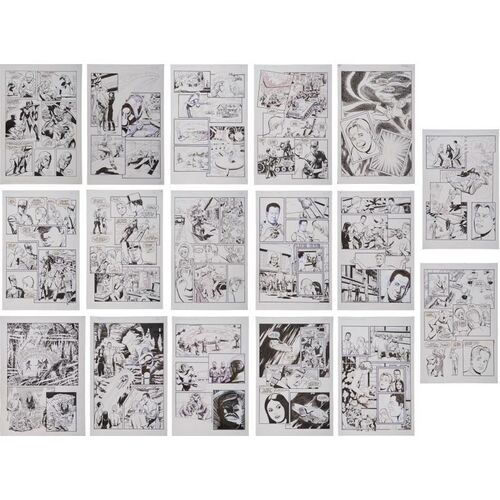 Lot #121: Set of 15 Hand-Illustrated Annotated Promotional Comic Book Pages with Two Additional Pages ### JOSH KIRBY...TIME WARRIOR! FRANCHISE (1995-1996 - FULL MOON)