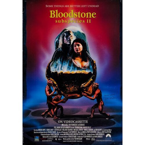Lot #139: Ted Nicolaou-Autographed VHS Release One Sheet ### BLOODSTONE: SUBSPECIES 2 (1993 - FULL MOON)