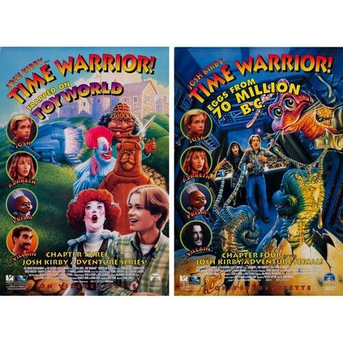 Lot #148: Set of 10 VHS Release One Sheets ### JOSH KIRBY...TIME WARRIOR! CHAP. 3: TRAPPED ON TOYWORLD (1995 - FULL MOON)/JOSH KIRBY...TIME WARRIOR! CHAP. 4: EGGS FROM 70 MILLION B.C. (1995 - FULL MOON)