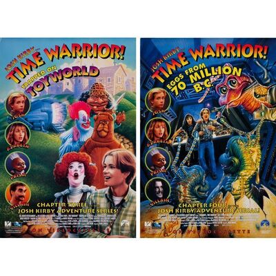 Lot #148: Set of 10 VHS Release One Sheets ### JOSH KIRBY...TIME WARRIOR! CHAP. 3: TRAPPED ON TOYWORLD (1995 - FULL MOON)/JOSH KIRBY...TIME WARRIOR! CHAP. 4: EGGS FROM 70 MILLION B.C. (1995 - FULL MOON)