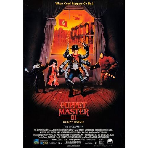 Lot #163: Set of Eight VHS Release One Sheets ### PUPPET MASTER III: TOULON'S REVENGE (1991 - FULL MOON)