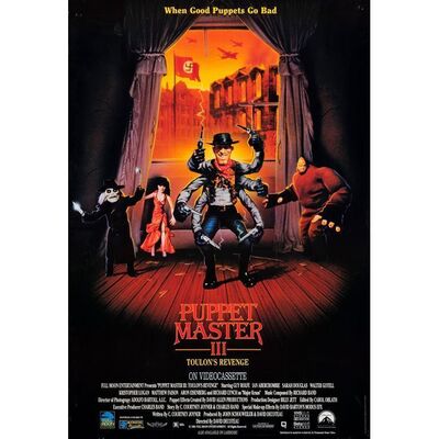 Lot #163: Set of Eight VHS Release One Sheets ### PUPPET MASTER III: TOULON'S REVENGE (1991 - FULL MOON)