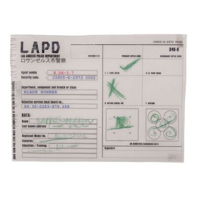 166. K's (Ryan Gosling) LAPD Notepad Used Transparency ### BLADE RUNNER 2049 (2017)