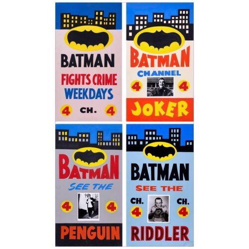 27. Locally-Produced Hand-Painted Promotional Posters (4) (24" x 44"); Fine+ ### BATMAN (1966)