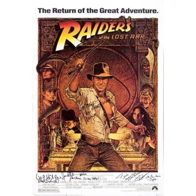 201. Key Cast-Autographed Commercial Poster (24" x 36") Signed by Harrison Ford, Paul Freeman, John Rhys-Davies, and more. (JSA COA); Fine Rolled ### INDIANA JONES AND THE RAIDERS OF THE LOST ARK (R-1982)