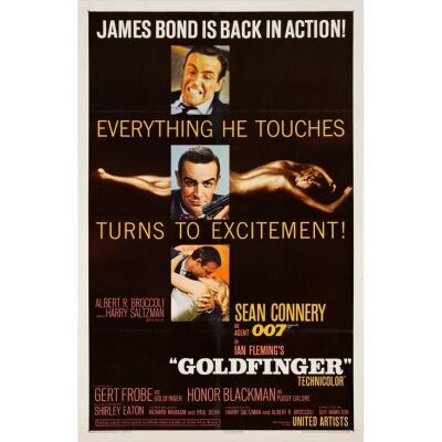 216. One Sheet (27" x 41"); Glossy Style; Fine+ on Linen ### JAMES BOND: GOLDFINGER (1964)