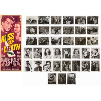 247. (1) - Insert / (37) - Promotional Photos ((1) - 14" x 36" / (37) - 8" x 10"); Very Fine- (1) - Rolled / (37) - Flat ### KISS OF DEATH (1947)