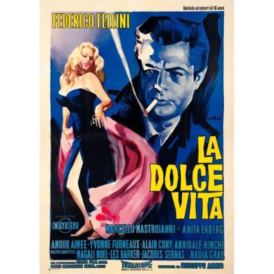 254. Italian Four Fogli (55" x 77.5"); Country-of-Origin; Very Fine on Linen ### LA DOLCE VITA (1960)