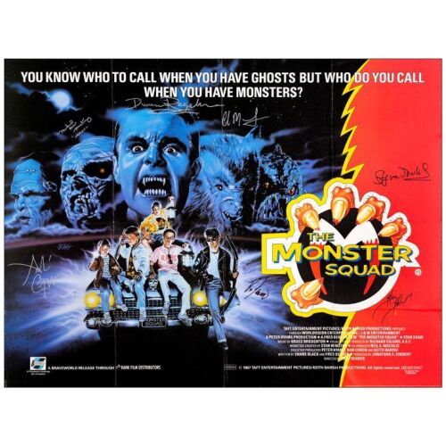 290. Key-Cast Autographed British Quad (30" x 40") Signed by Andre Gower, Stephen Mach and 5 more! (See online catalog for photos of signing); Very Fine Folded ### THE MONSTER SQUAD (1988)