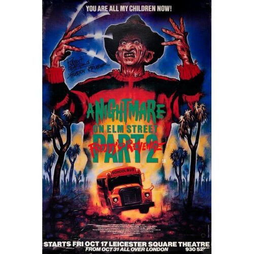 305. Key Cast-Autographed British 40" x 60" Signed by Robert Englund, see online catalog for photo of signing. (See online catalog for photos of signing); Advance; Fine+ Rolled ### A NIGHTMARE ON ELM STREET, PART 2: FREDDY'S REVENGE (1985)