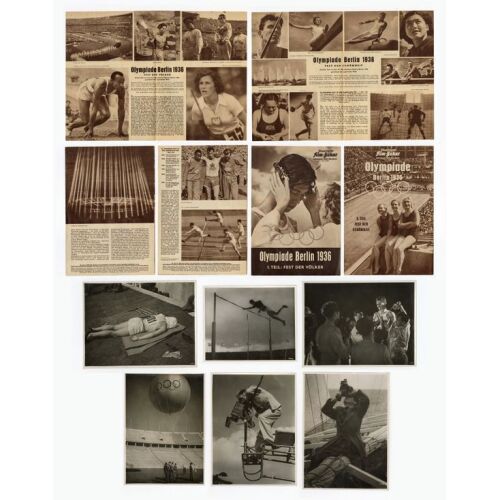 311. Vintage Original German B&W Double-Weight Photographs (6) and Programs (2) (6" x 7,5", 6.5" x 9", 7" x 9" and 7" x 9.5"); Country-of-Origin; Very Fine+ ### OLYMPIA (1938)