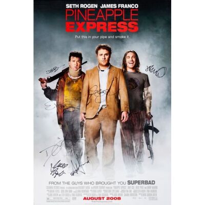 328. Key Cast and Crew-Autographed One Sheet (27" x 40") Signed by Seth Rogen, James Franco and 5 more! (JSA COA); Very Fine+ Rolled ### PINEAPPLE EXPRESS (2008)