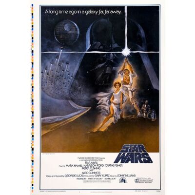 386. First Printing Printer's Proof One Sheet (28" x 41") From the CineMasterpieces Archive; Style A; Very Fine on Linen ### STAR WARS: A NEW HOPE (1977)