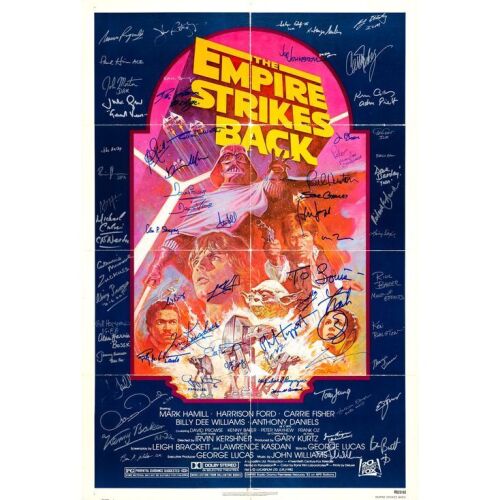 397. Key Cast and Crew-Autographed One Sheet (27" x 41") Signed by George Lucas, (Writer/Creator) and 65 more! (JSA COA); Fine+ on Linen ### STAR WARS: THE EMPIRE STRIKES BACK (R-1982)