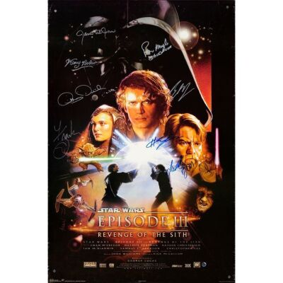 403. Key Cast-Autographed Commercial One Sheet (22.5" x 33.75") Signed by Ewan McGregor, Hayden Christensen and 5 more! (JSA COA); Fine+ Rolled ### STAR WARS: REVENGE OF THE SITH (2005)