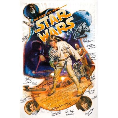 404. Numbered Limited Edition Print (27" x 41") Signed by Mark Hamill, Carrie Fisher, Peter Mayhew and 21 more! (JSA COA); Very Fine+ Rolled ### STAR WARS: THE FIRST TEN YEARS (1987)