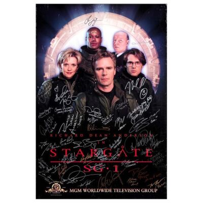 405. Key Cast-Autographed Promotional Poster (27" x 40") Signed by Richard Dean Anderson, Amanda Tapping and 36 more! (JSA COA); Fine- Rolled ### STARGATE SG-1 (1997)