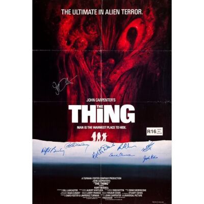 428. Key Cast-Autographed British One Sheet (27" x 40") Signed by John Carpenter and 7 more! (See online catalog for photos of signing); Fine+ Folded ### THE THING (1982)