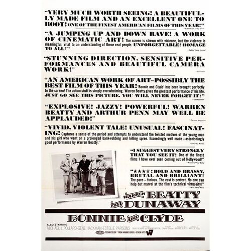 517. 40" x 60"; "Reviews" Style; Very Fine Folded ### BONNIE AND CLYDE (1967)