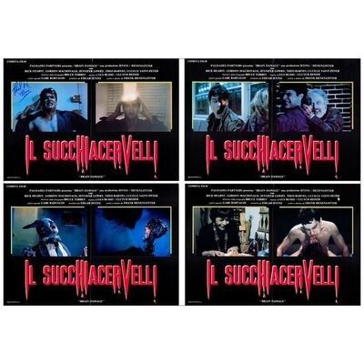 519. Cast-Autographed Complete Set of Italian Photobustas (4) (26.25" x 18.25") Signed by Rick Hearst. (See online catalog for photos of signing); Very Fine Folded ### BRAIN DAMAGE (1988)