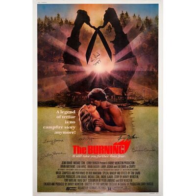 524. Key Cast-Autographed 40" x 60" Signed by Brian Matthews, Lea Ayres and 4 more! (JSA COA); Very Fine Rolled ### THE BURNING (1981)