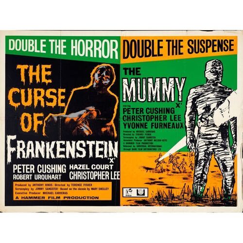 544. British Quad (40" x 30"); Country-of-Origin, Day-Glo Style; Fine+ Folded ### CURSE OF FRANKENSTEIN / THE MUMMY (R-1960s)