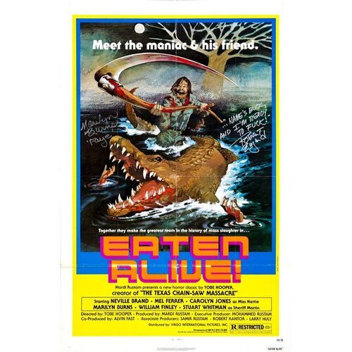 578. Key Cast-Autographed One Sheet (27" x 41") Signed by Robert Englund and Marilyn Burns (JSA COA); Very Fine- Folded ### EATEN ALIVE (1976)