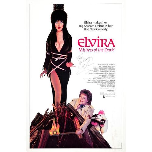 582. Cast-Autographed One Sheet (27" x 41") Signed by Elvira (Cassandra Peterson) (JSA COA); Very Fine- Rolled ### ELVIRA: MISTRESS OF THE DARK (1988)