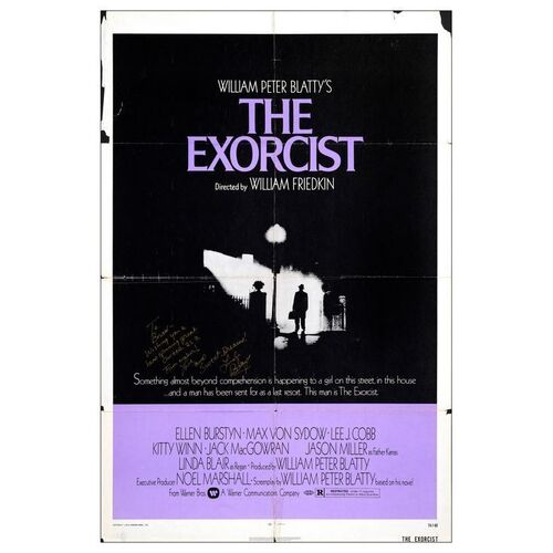 590. Cast-Autographed One Sheet (27" x 41") Signed by Linda Blair (JSA COA); Good Folded ### THE EXORCIST (1973)