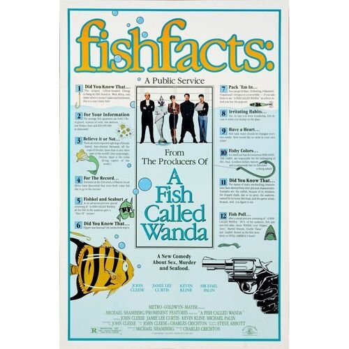 599. One Sheet (27" x 41"); Advance, "Fish Facts" Style; Fine+ Folded ### A FISH CALLED WANDA (1988)
