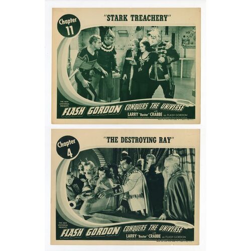 601. Lobby Cards (2) (11" x 14"); Very Fine ### FLASH GORDON CONQUERS THE UNIVERSE (1940)