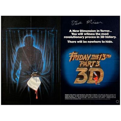 608. Director-Autographed British Quad (40" x 30") Signed by Steve Miner. (See online catalog for photos of signing); Very Fine+ Folded ### FRIDAY THE 13TH PART III (1982)