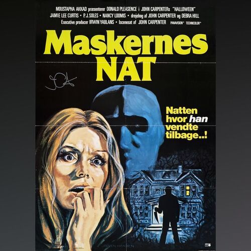 646. Director-Autographed Danish One Sheet (24" x 33.5") Signed by director John Carpenter. (See online catalog for photos of signing); Very Fine+ Folded ### HALLOWEEN (1979)