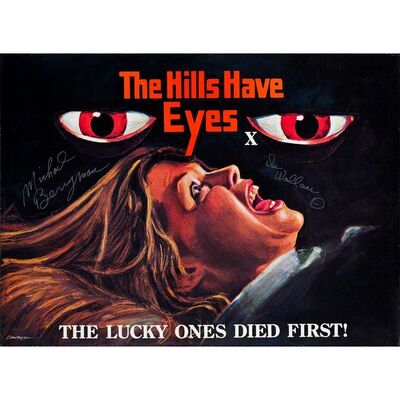 655. Key-Cast Autographed British Quad (40" x 29") Signed by Michael Berryman and Dee Wallace. (See online catalog for photos of signing); Tom Chantrell; Very Fine- Rolled ### THE HILLS HAVE EYES (1977)