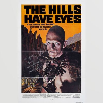 656. One Sheet (27" x 41") Signed by Michael Berryman (JSA COA); Very Fine- Folded ### THE HILLS HAVE EYES (1977)