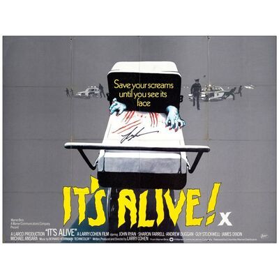 676. Director-Autographed British Quad (40" x 30") Signed by Larry Cohen (JSA COA); Fine+ Folded ### IT'S ALIVE (1974)