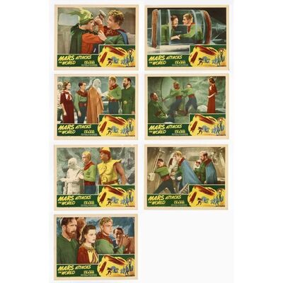 744. Lobby Cards (7) (11" x 14"); Fine+ ### MARS ATTACKS THE WORLD! (R-1950s)