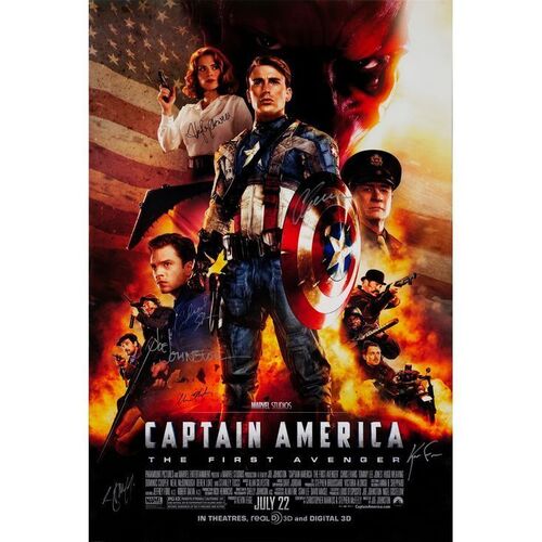 747. Key Cast and Crew-Autographed One Sheet (27" x 40") Signed by Joe Johnston, Chris Evans and 5 more! (JSA COA); Double-Sided Advance; Fine+ on Cardstock ### CAPTAIN AMERICA: THE FIRST AVENGER (2011)