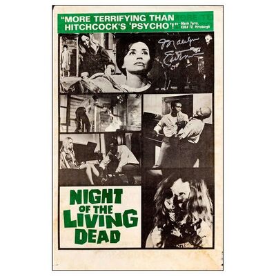 765. Cast-Autographed Herald (11" x 17") Signed by Marilyn Eastman (See online catalog for photos of signing); Green Style, Double-Sided; Fine+ Rolled ### NIGHT OF THE LIVING DEAD (1968)