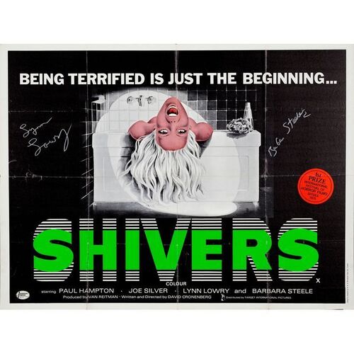 835. Key Cast-Autographed British Quad (40" x 30") Signed by Lynn Lowry and Barbara Steele; Fine- Folded ### SHIVERS (1976)