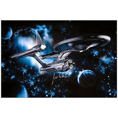 850. Cast-Autographed Canvas Banner (36" x 24") Signed by William Shatner (JSA COA); Near Mint Rolled ### STAR TREK: FRANCHISE