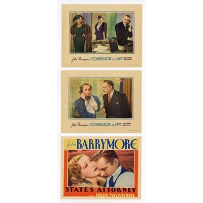 874. Lobby Cards (3) (11" x 14"); Very Fine+ ### STATE'S ATTORNEY / COUNSELOR AT LAW (1932, 1933)